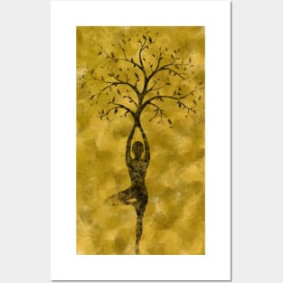 Yoga tree pose Posters and Art